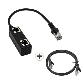 

RJ45 Splitter Adapter 1 Male to 2 Female Ports Socket Adapter Interface Ethernet Cable 8P8C Extender LAN Network Connector