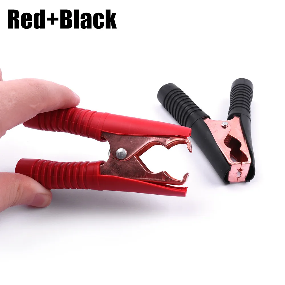 2Pcs Car Battery Alligator Clips Battery Clamps Crocodile Clip 100A Red+Black Electrical