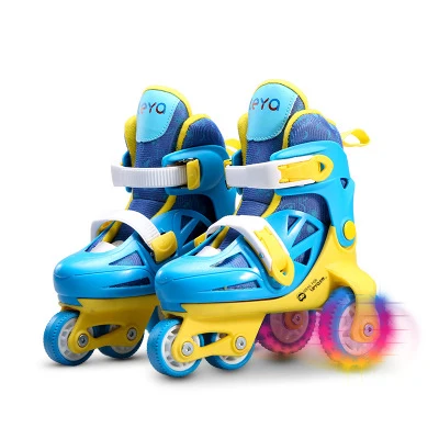 Дети Прекрасный стабильный баланс слалом параллельный мигающий кататься на коньках роликовые UNBreak Обувь Регулируемая моющаяся для мальчиков и девочек - Цвет: Fresh blue EUR27-30