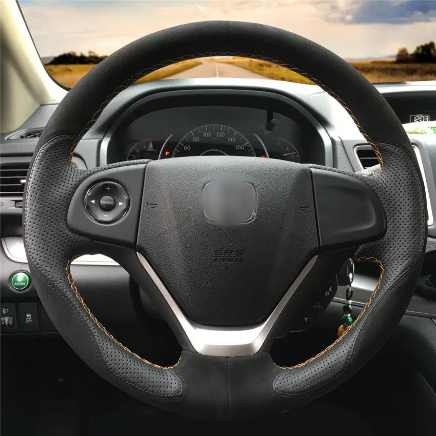 Style-03 Крышка рулевого колеса автомобиля ручной stitc h на обертывание крышки салона автомобиля украшения для Honda 2012 - Название цвета: Style-03