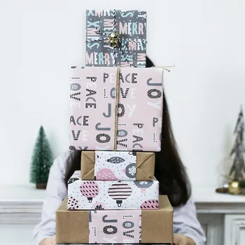 

4pcs Christmas Wrapping Paper Gift Wrapping Paper Simple Retro Gift Box Wrapping Paper Handmade Book Cover Packaging Materia