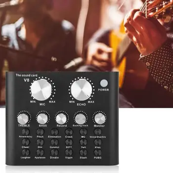 

V8 USB Audio Interface Intelligent Volume Adjustable Audio Mixer Sound Card Multifunctional Live Sound Card Recording Speech