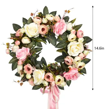 

35cm Artificial Rose Garland Silk Flower Wreath Hanging Ornament Rattan Wall Decor Great Housewarming