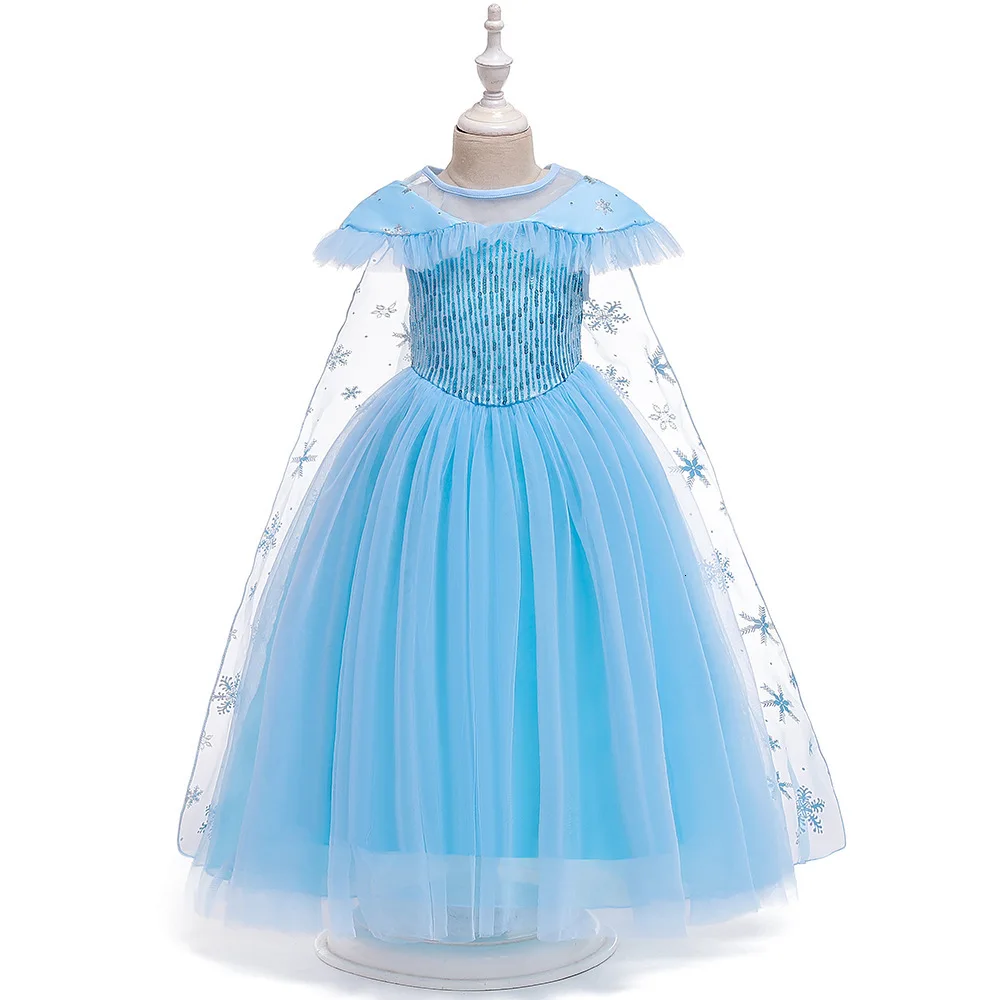 Новое платье принцессы с героями мультфильмов для девочек новые кружевные вечерние платья на Хэллоуин расшитая накидка Сетчатое платье для девочек