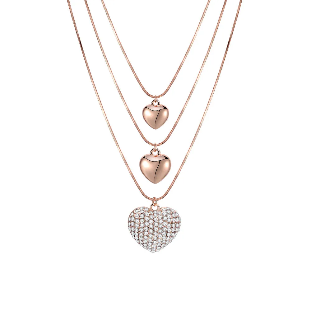 Rose Gold Color Модные богемные сердце милый Кристалл Многослойные ожерелья с подвесками для женщин вечерние подарок Золото Серебро Цвет ювелирные изделия с чокерами - Окраска металла: Rose Gold Color