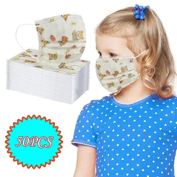 

dog Cartoons Print Masks Lovely Children's Mouth Cover Disposable Protection FaceMask 3 Ply Breathable Mask Ear Loop mascarillad