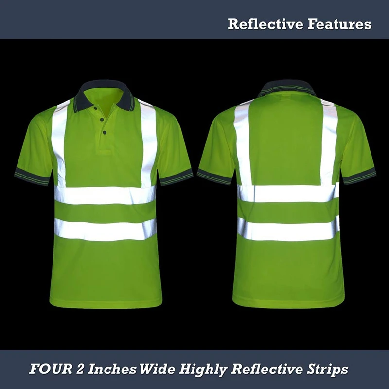 Moisture Wicking Reflective Shirt Short Sleeve Yellow Vest Safet Y Class 2 Unisex Construction Security Exercise(XL