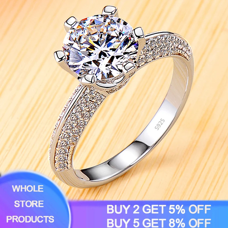 

YANHUI Classic Zirconia Diamond Wedding Engagement Rings for Women 100% Real 925 Sterling Silver Ring New Fashion Jewelry JZ179