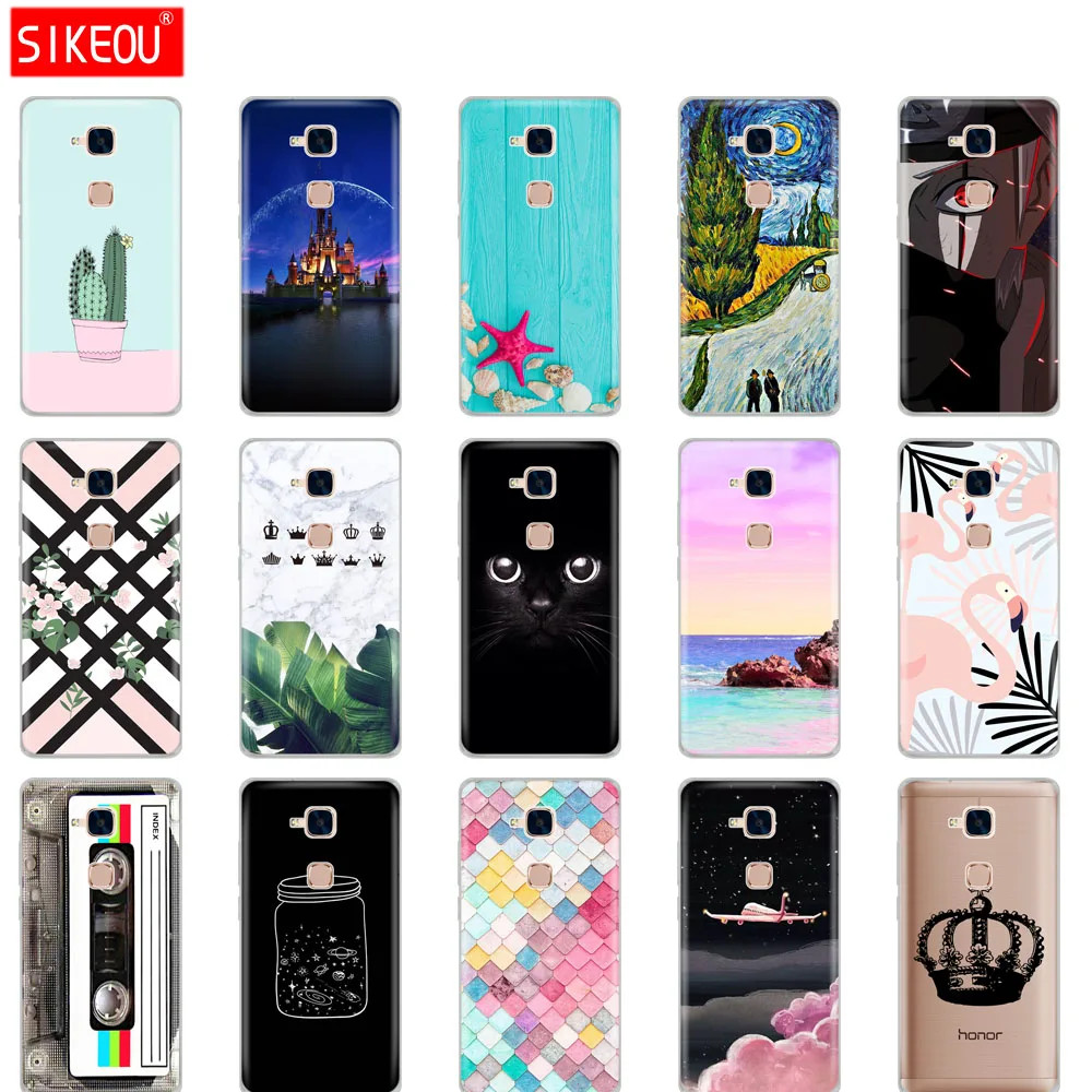 Sikeou Penutup Ponsel Case untuk Huawei Honor 5C TPU Silikon Kasus Honor 5C Punggung Pelindung Shell Anti-Crash Ponsel kasus