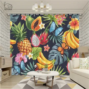 

Yellow Pineapple Fruit Curtains In Baby Girl 3D Curtains Living Room Elegant All For Home And Kitchen Curtain Micro-Shading