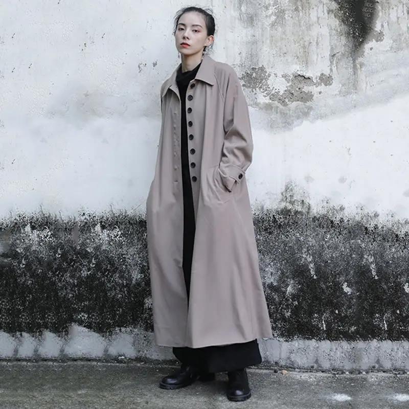 XITAO Long Vintage Blends Women Single Breast Autumn Elegant Turn Down Collar Small Fresh Pocket Bandage Blends DMY1123