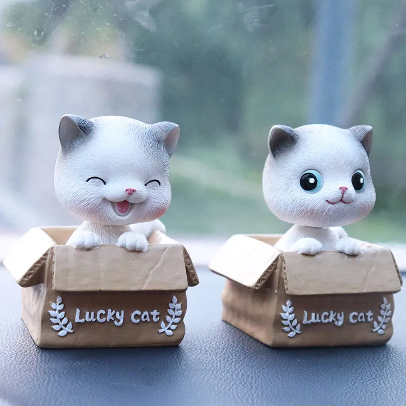 Car Ornament Automotive Dashboard Decor Ornament Cute Shaking Head Cat Toys  Gift Car Accessories Interior Doll Auto Decoration