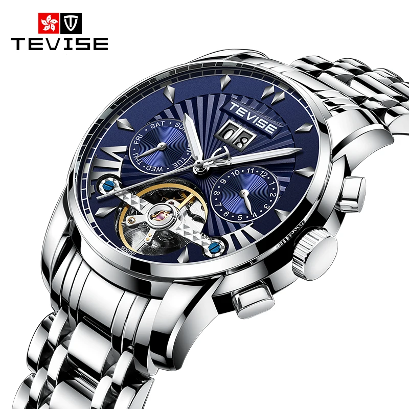 

TEVISE Mens Watches Top Brand Luxury Stainless Steel Bracelet Wristwatch Automatic Mechanical Military Sport Watch Relojes