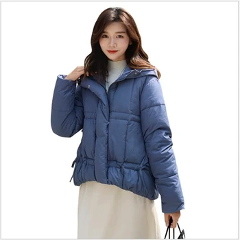 

New Women winter Jacket Cotton Paddedd Hooded irregular short bread Coat Warm A-Line Women Parkas Outerwear R268