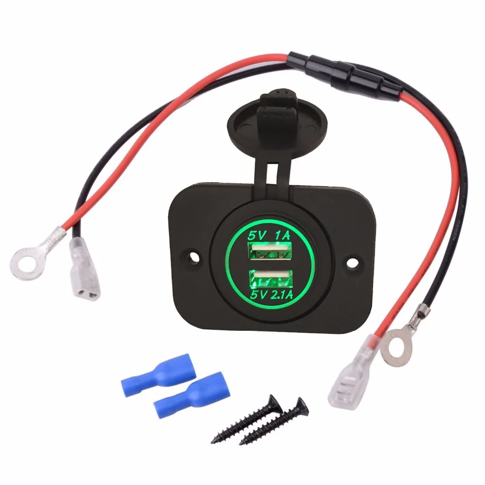 DC 12 ~ 24V 3.1A DIY водонепроницаемый двойной USB Автомобильное зарядное устройство