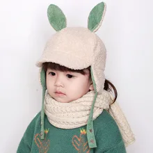 Children's Ear Protection Hat Winter Lamb Cashmere Boys and Girls Rabbit Ear Lei Feng HAT Baby Warm Baby Hat Winter