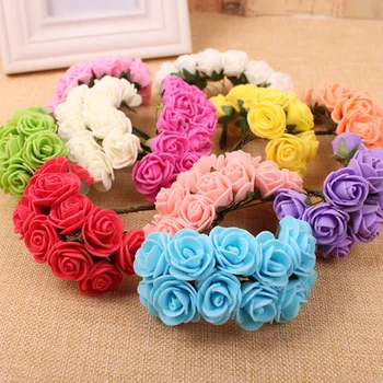 

2.5cm 144pcs PE mini artificial rose flower foam flower bouquet diy wedding candy box cartoon doll hair accessories material