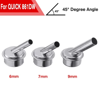 

NEW 1PCS 6/7/9mm 45 Degree Bent Curved Heat Nozzle Hot air G un Nozzles for QUICK 861DW Soldering Station