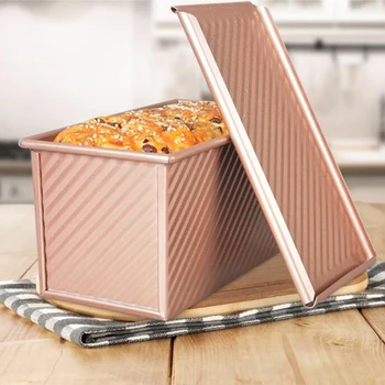 

Non-Stick Mould Loaf Pan Rectangle Toast Box Bread Baking Pan Tin Cake Mould Tray with Cover Lid Oven Bakeware