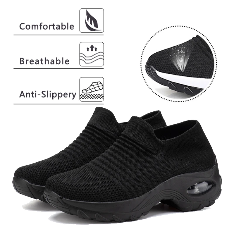 Women Tennis Shoes tennis shoes Air Cushion 5CM Height Increase Sports Sneakers Breathable Female Walking Sock Shoes Thick Bottom Platforms