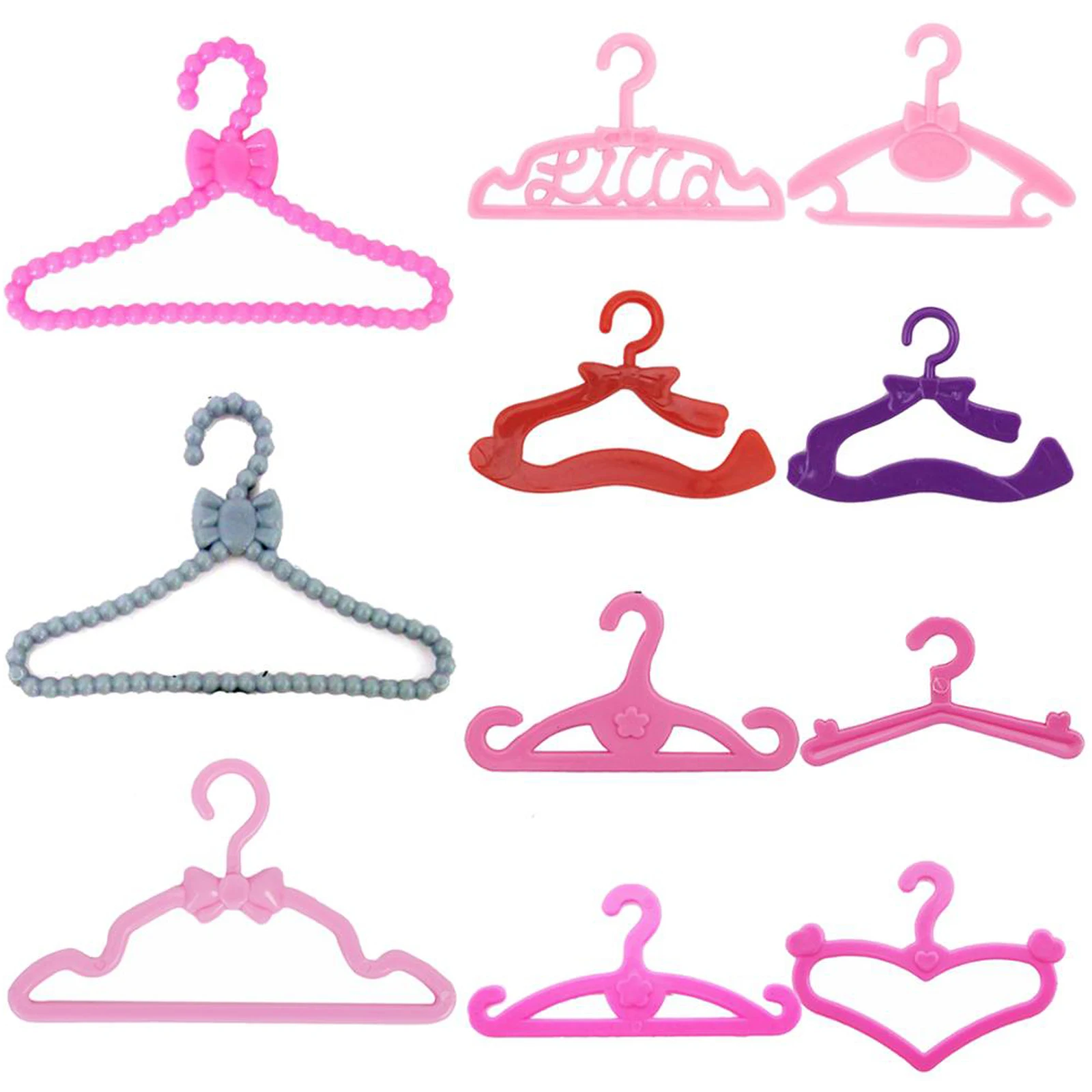 20 Pcs /Lot Pink Mix Style Dolls Hangers Dress Clothes Holder Cute Accessories Barbie Doll 12'' Pretend Play Girls Toys plush doll accessories doll clothes accessories doll accessories