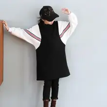 Зимнее платье для девочек г. Новые плотные черно-белые платья в стиле пэчворк модное повседневное теплое платье для девочек-подростков 8, 10, 12 лет