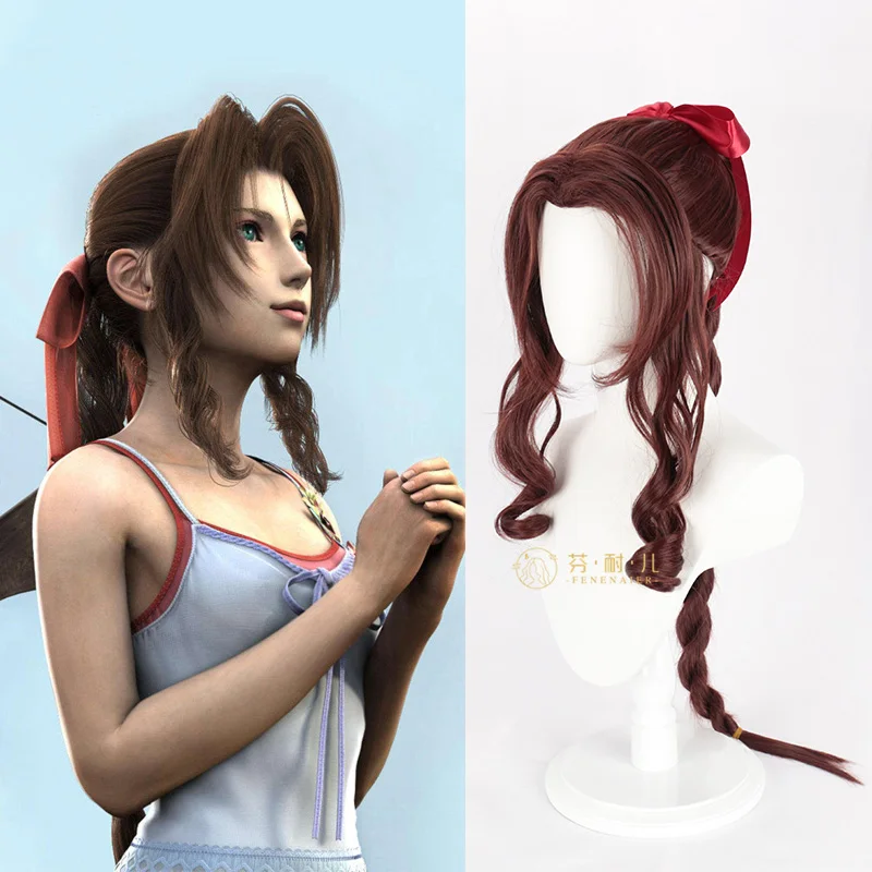 

Gainsborough Final Fantasy VII Aerith Cosplay Wigs Brown Long Curly Cosplay Wig Heat Resistant Synthetic Hair Peruca