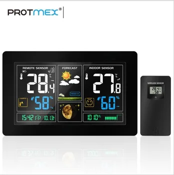 

Colour screen weather forecast clock wireless large screen radio clock multi-function electronic alarm clock temperature and hum