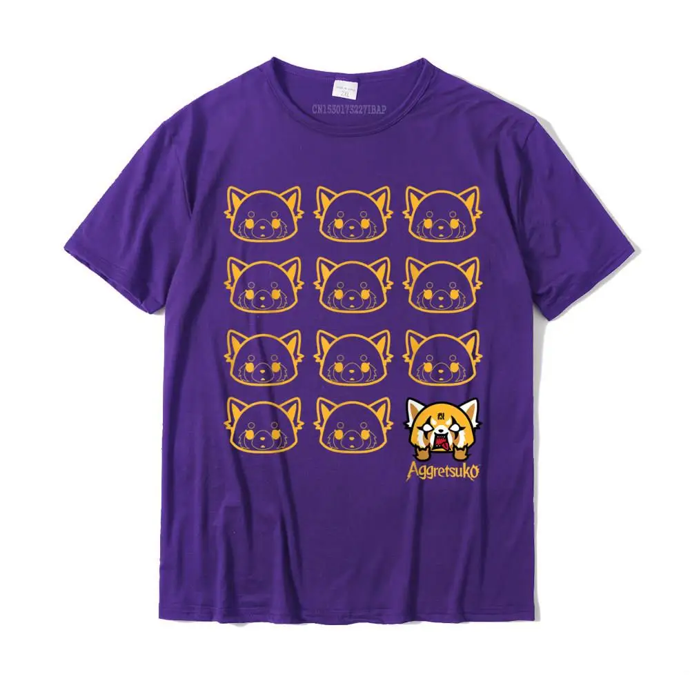 Aggretsuko Real T-Shirt__MZ15782 Normal Summer/Autumn Pure Cotton Crew Neck Boy Tops Shirts Tee Shirts Fashionable T Shirts Aggretsuko Real T-Shirt__MZ15782 purple