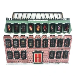 Casa de nieve de Navidad, calendario de madera, cuenta atrás, decoración de fiesta Led, 24 ventanas conmutables con adorno de luz LED