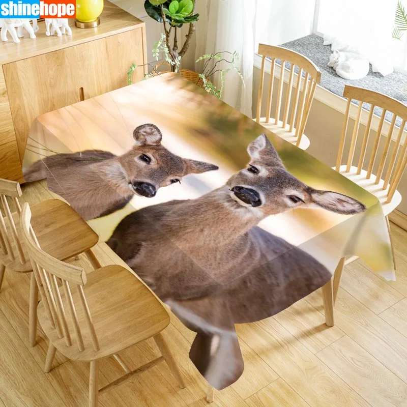 3d Animals Tablecloth Sika Deer Pattern Dustproof Washable Rectangular Table Cloth For Wedding Table Cloth Cover TV Covers - Цвет: 10