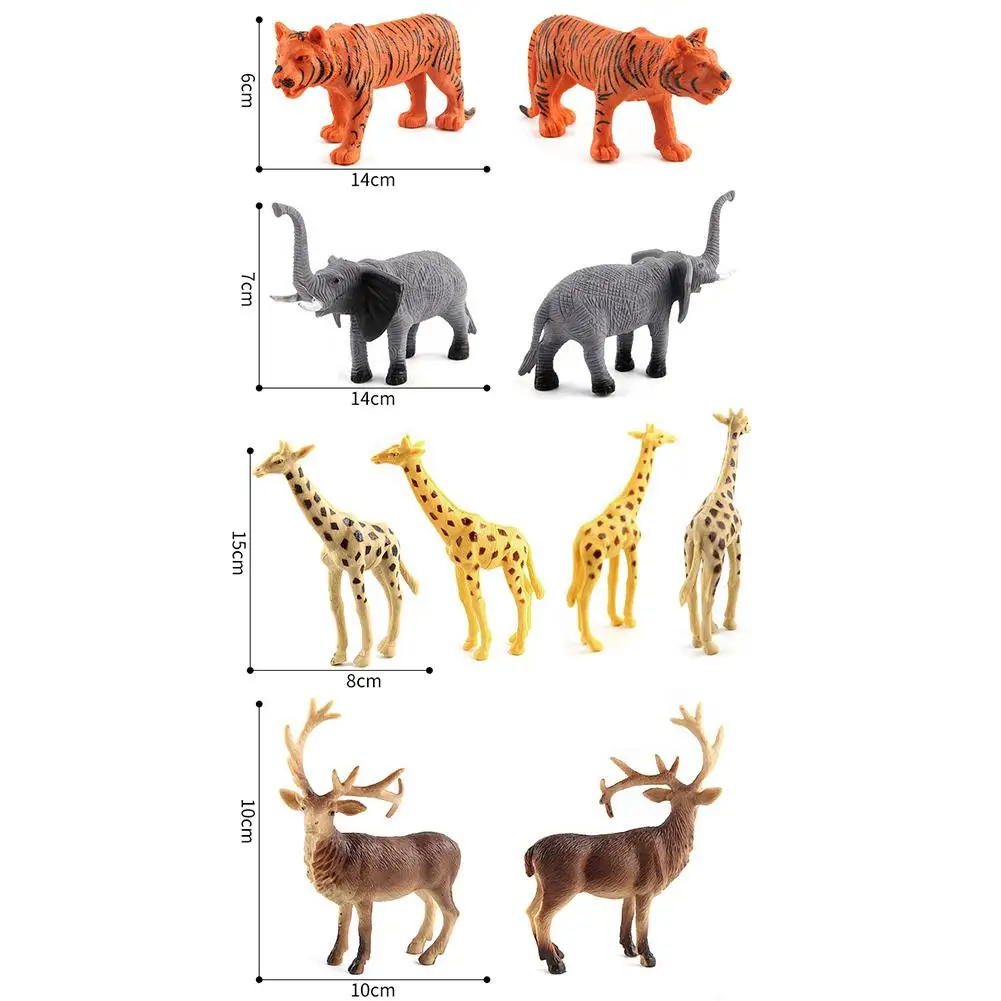 Мини прекрасный Пластик зоопарк фигурка животного, модель, комплект с изображением тигра, комплекты с леопардовым принтом бегемот жираф детские игрушки Рождественский подарок