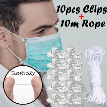 

Durable Firm Plastic Clip Camisole Stabilizer 10PCS Clips 10M Ropes Adjustable for Mouth Masks Face for Children Adults