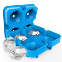 4 полости, Алмазная форма, 3D форма для кубиков льда, вечерние, силиконовые инструменты, цветные, кухонные, синие, шоколадные формы, черные лотки L7G3