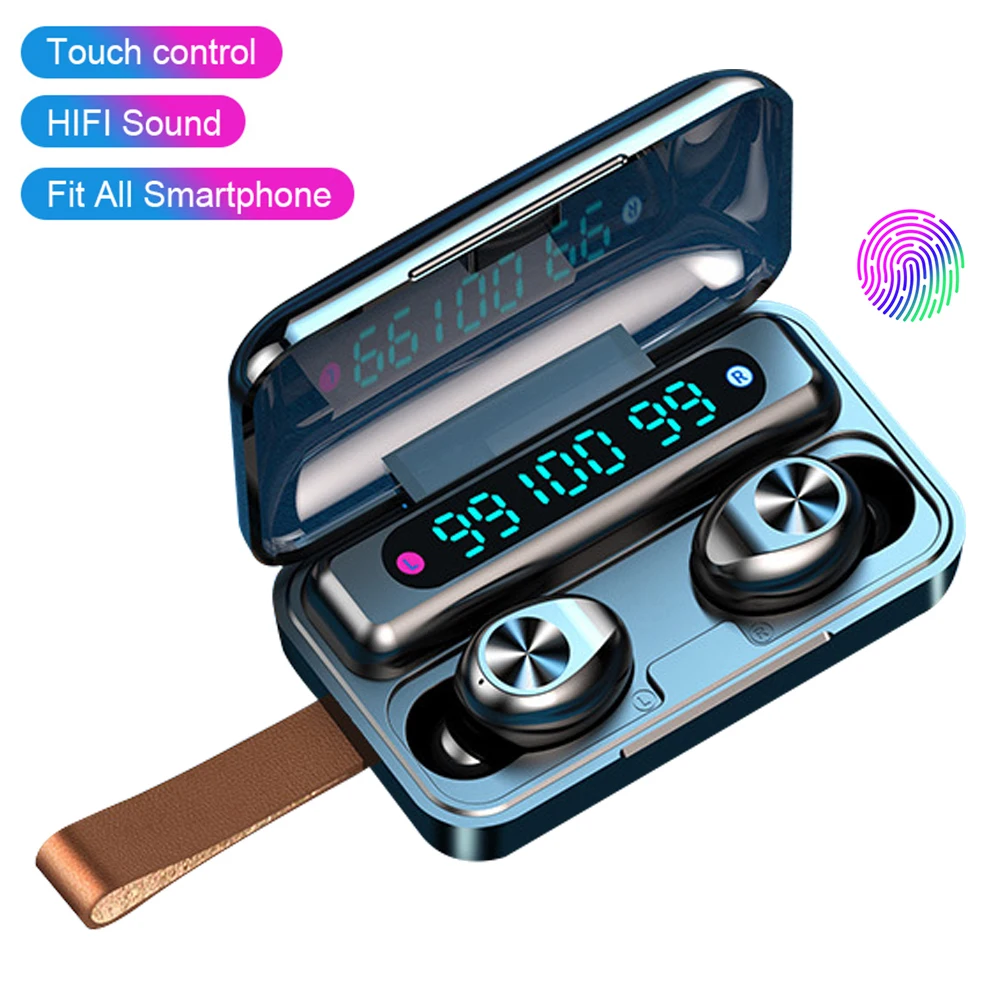 New F9 9 Touch Bluetooth Headset TWS 3 screen LED Digital Bluetooth Earphone Waterproof Noise Reduction For Xiaomi Huawei Iphone