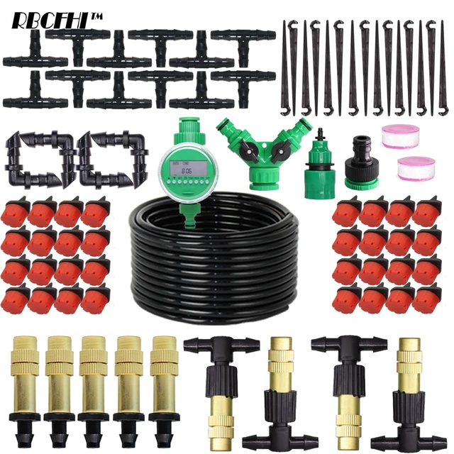 10 M-50 M Kerti Automatikus Öntözőrendszer Időzítővezérlő Diy Fúvóka Állítható Csepegők Öntöző Köd Spray-Hűtőkészlet