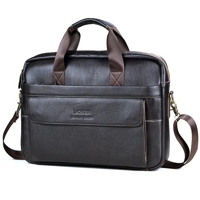 Men Genuine Leather Handbags Casual Leather Laptop Bags Male Business Travel Messenger Bags Men's Crossbody Shoulder Bag Coffee28