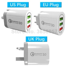Настенный адаптер QC3.0 с 3 портами USB зарядное устройство вилкой