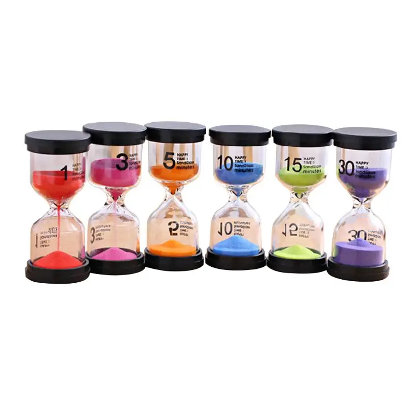 

Hourglass Timer Set 6 Colors 1/3/5/10/15/30mins Sandglass Clock for Kitchen Game
