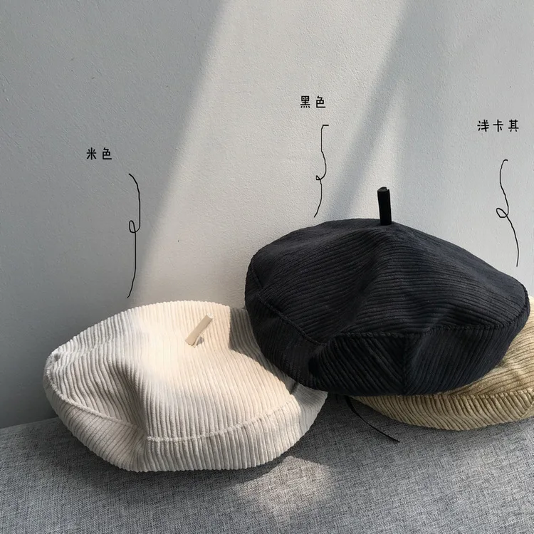 

2019 Autumn New Ins Korean Sytle Japanese Corduroy Beret Female Octagonal Cap