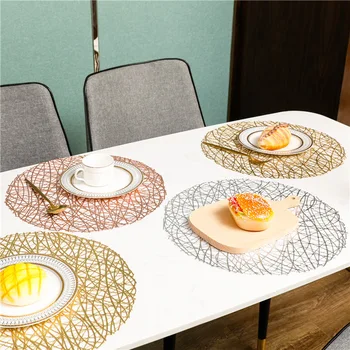 

4/6 Pcs Table Mats Pads PVC Placemat Round Coaster Heat Insulation Non-slip Coffee Tea Place Mats Kitchen Decoration