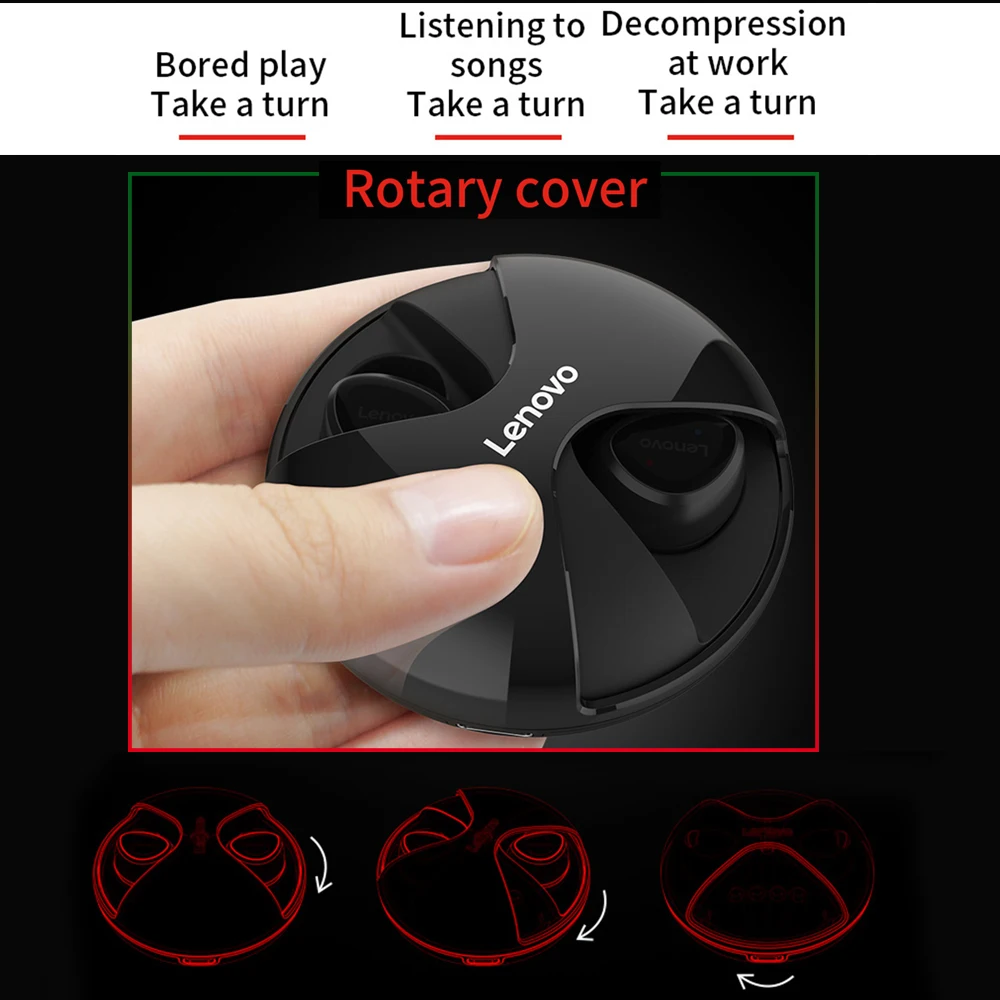 Lenovo R1 Bluetooth 5,0, гарнитура, настоящие беспроводные наушники, спортивные, HIFI Звук, качество звука, стерео, IPX5, водонепроницаемый, сенсорное управление