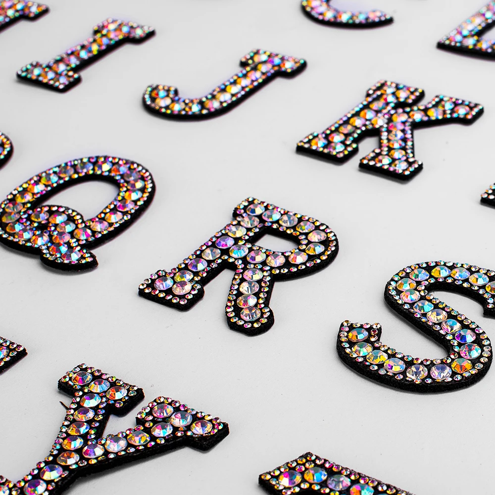 

26pcs A-Z Rhinestone English Alphabet Letter Applique 3D Iron On letters Patch For Clothing Badge Paste For Clothes Bag Shoes