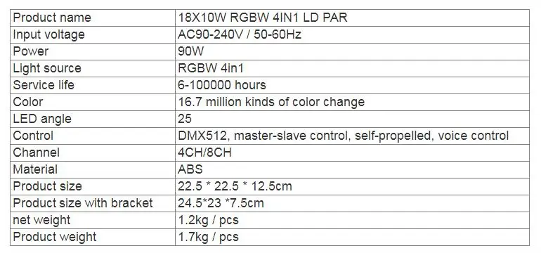 4 шт./лот 18x12 Вт RGBW 4в1 светодиодный Par свет 18*12 Вт с DMX512 дискотеки профессиональное студийное диджейское оборудование свадебное сценическое освещение