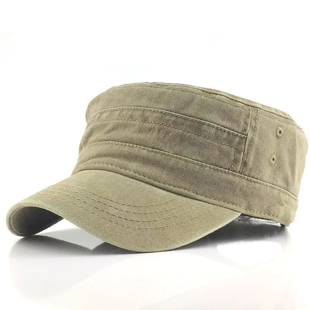 1 шт сплошной цвет Мужская армейская Кепка Военная Регулируемая плоская кепка классический стиль Солнцезащитная шляпа Повседневная шляпа