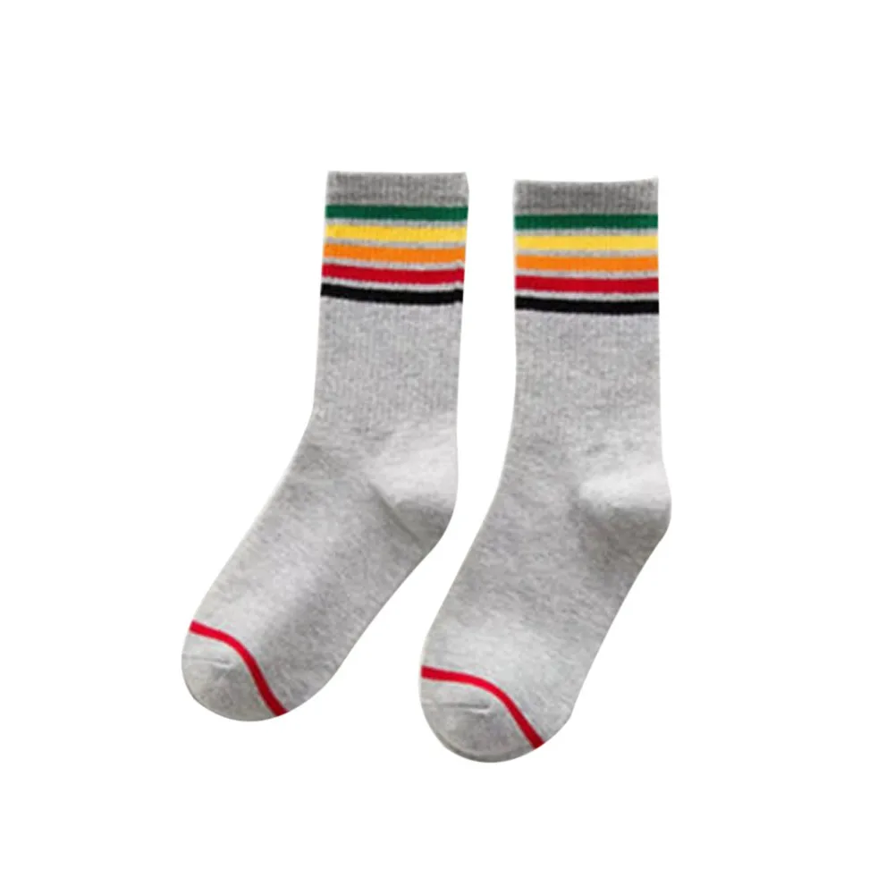 Модные женские носки для бега радужные носки полосатые хлопковые носки с принтом повседневные чулочно-носочные изделия ciclismo носки# XP20 - Цвет: Gray