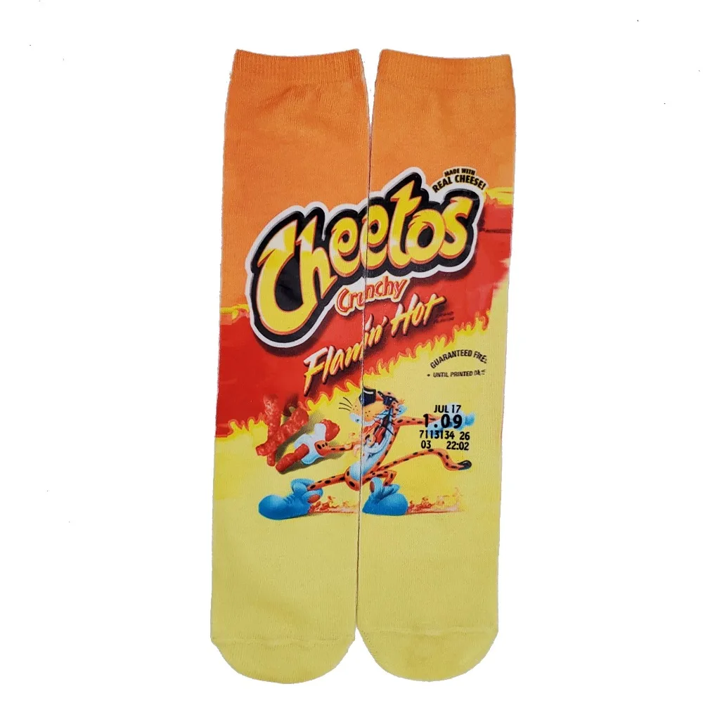 Модные мужские носки унисекс с 3D принтом осенние забавные длинные носки с картофельными чипсами мужские хлопковые и классные подарки для мужчин