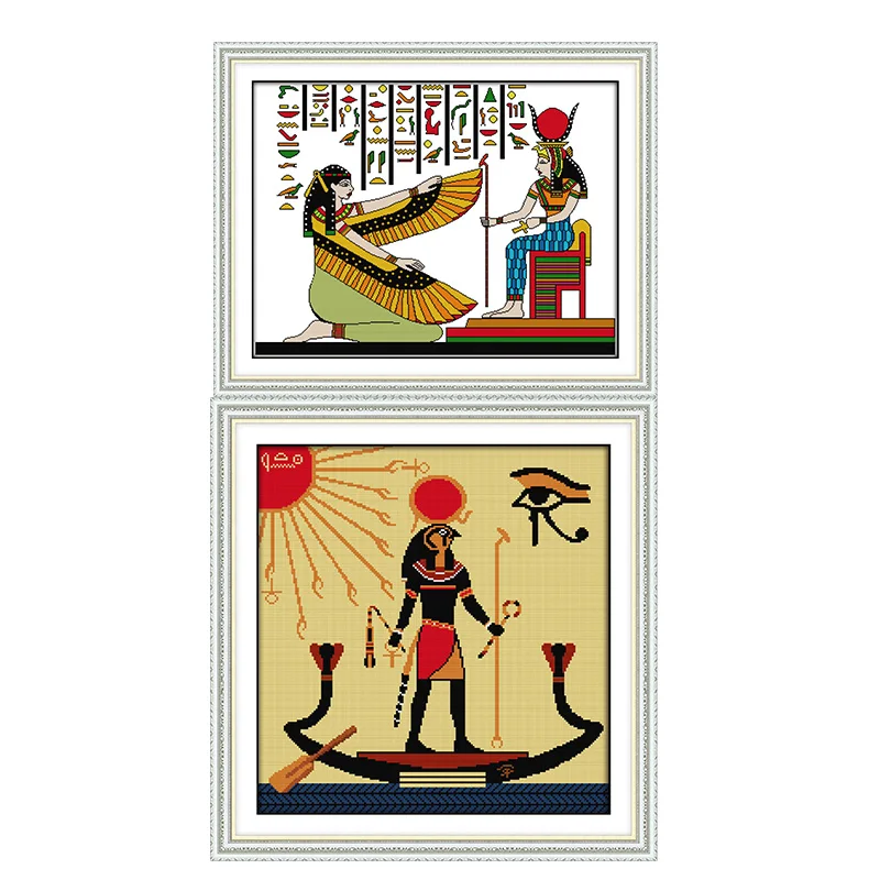 

Egyptian DIY Needlework Kits 11CT 14CT Cross Stitch Kit Printed Counted Water Soluble Cloth for Home Christmas Decor &Gift