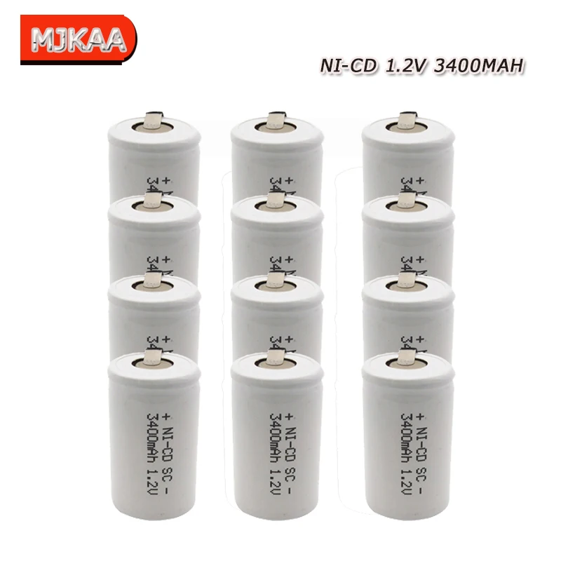 18pcs SC 3400MAH 1.2V Rechargeable Battery 4/5 Sub C Ni-cd Cell with Welding Tabs for Electronic Gadgets | Электроника