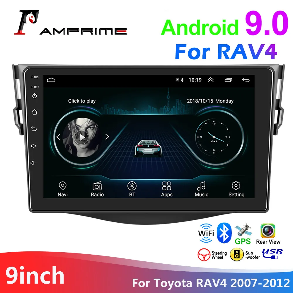 AMPrime 9&quot 2din Stereo Radio Car android Multimedia player For Toyota RAV4 2007-2012 GPS Wifi Bluetooth Auto Phonelink | Автомобили и